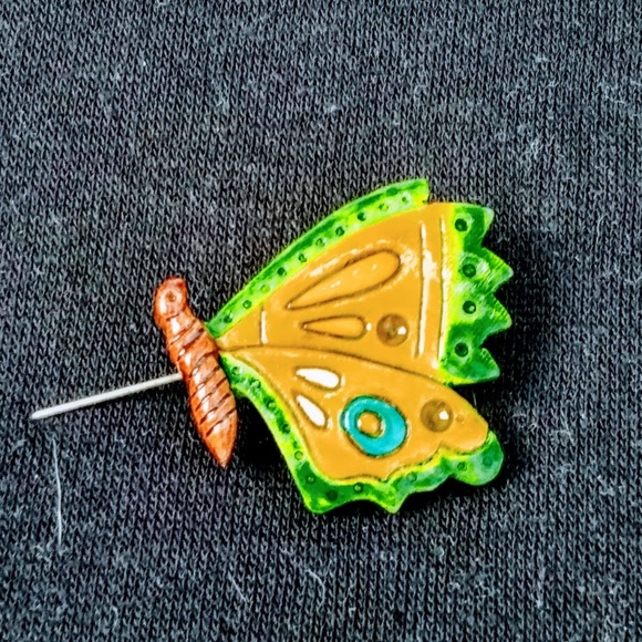 Vintage Ceramic Butterfly Pin - Picture 3 of 3